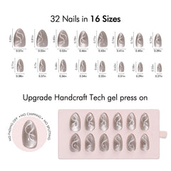 VSALON short almond nails with ergonomic fit reducing gaps and lifting.