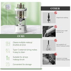 Vseomay electric makeup brush cleaner performs 360 degree cleaning.