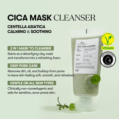 VT COSMETICS CICA Mask Cleanser texture close-up shows creamy mochi formula for comfortable application.