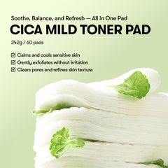 VT COSMETICS CICA Mild Toner Pad dual-texture close-up for cleansing and gentle masking.
