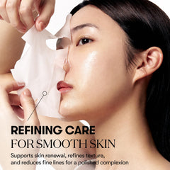 VT COSMETICS CICA Reti-A daily mask sheet on skin, emphasizing skin-softening and soothing hydration.