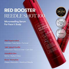 VT COSMETICS Color Reedle Shot Red Booster tube application highlights precise, even color deployment.