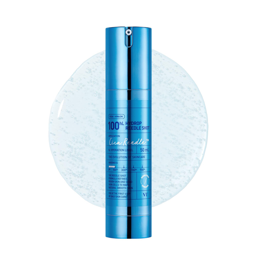 VT COSMETICS Hydrop Reedle Shot bottle showing intense hydration for dewy skin