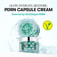 VT COSMETICS PDRN Capsule Cream jar closeup shows rich gel texture for nourished skin.
