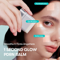 VT COSMETICS PDRN Essence Stick Balm applied around the eye area for gentle smoothing