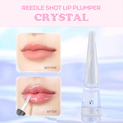VT COSMETICS Reedle Shot lip plumper gloss swirl demonstrates high shine finish