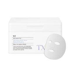 VT COSMETICS TX Toning Daily Mask pack shot highlights hydrating sheet mask for glowing skin