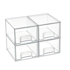 Vtopmart 4-pack clear drawers front view for compact, organized storage