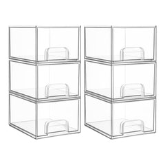Vtopmart 6-pack small clear drawers front view for cosmetics organization and quick access