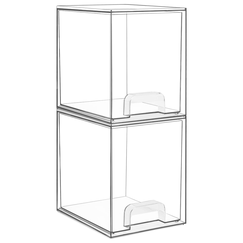 Vtopmart 7.6-inch clear stackable drawers front view for organized vanity storage