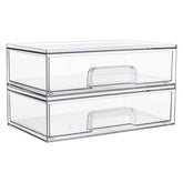 Vtopmart clear stackable drawers assembly demonstrates space-saving vanity storage.