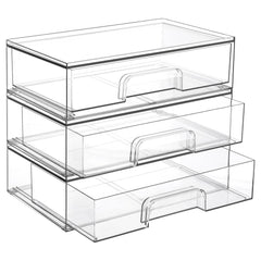 Vtopmart clear stackable drawers assembly keeps cosmetics neatly visible and accessible.