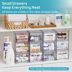 Vtopmart stackable bins maximize vertical storage in cabinets.
