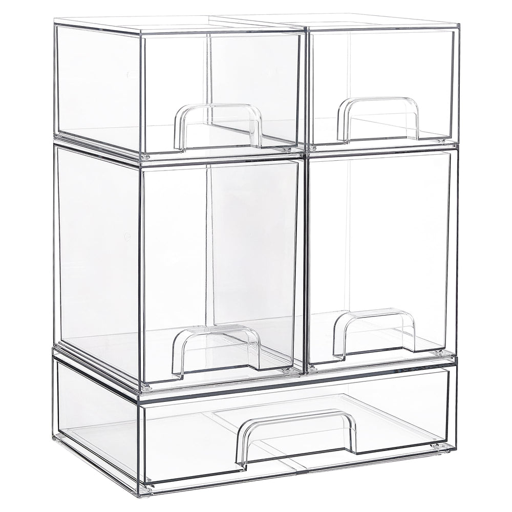 Vtopmart Stackable Drawers five clear bins for space-saving countertop storage and quick visibility