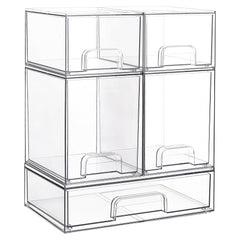 Vtopmart Stackable Drawers five clear bins for space-saving countertop storage and quick visibility
