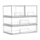 Vtopmart stackable drawers vanity clear bin keeps beauty items neatly organized.