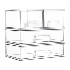Vtopmart stackable drawers vanity clear bin keeps beauty items neatly organized.