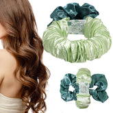 VTZNOJ heatless hair curler green silk close-up for gentle overnight curls.