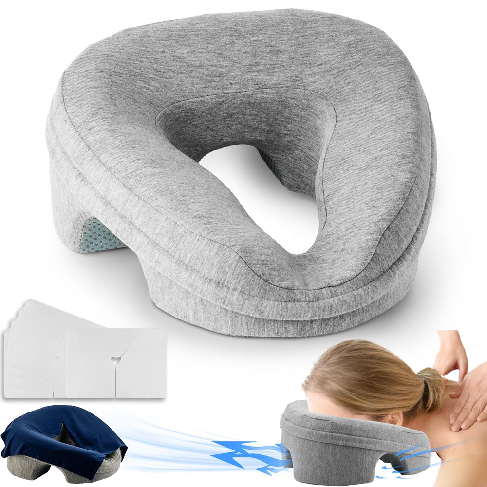 VVB Face Down Pillow Headrest front view shows ergonomic prone support.
