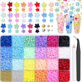 VYNELLE flower nail charms in 24 colors inspire vibrant home manicure ideas.