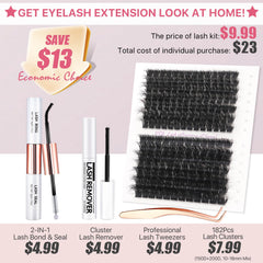 Vznffur Fluffy Lash Extension Kit 10-18mm view highlights varied lengths for customized volume.