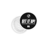 W7 Set It Up loose powder tube shows weightless blur for all skin tones.