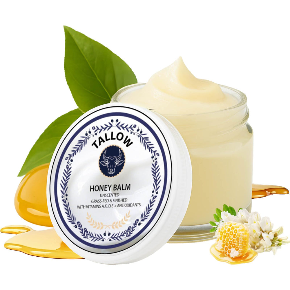 WAESKI Grass-Fed Honey & Tallow Balm jar showing rich hydration for all skin types