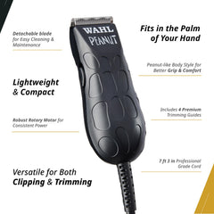 Wahl Professional Black Peanut Trimmer detachable blade for easy cleaning and maintenance