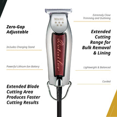 Wahl Professional Detailer Trimmer burgundy adjustable blade close-up for ultra-close lines.