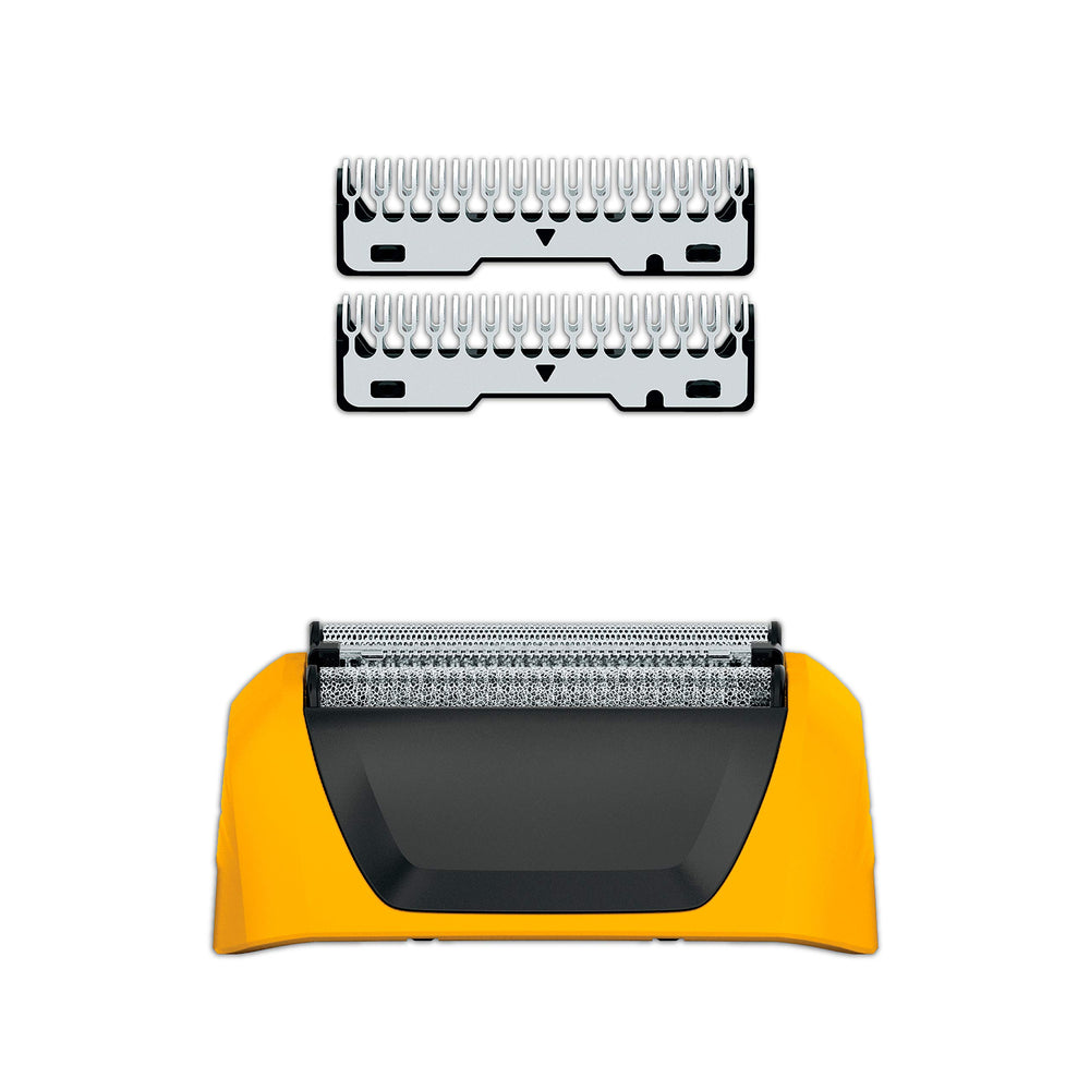 Wahl Yellow Lifeproof foil head closeup with hygienic stainless steel design.