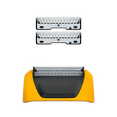 Wahl Yellow Lifeproof foil head closeup with hygienic stainless steel design.