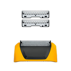 Wahl Yellow Lifeproof foil head closeup with hygienic stainless steel design.