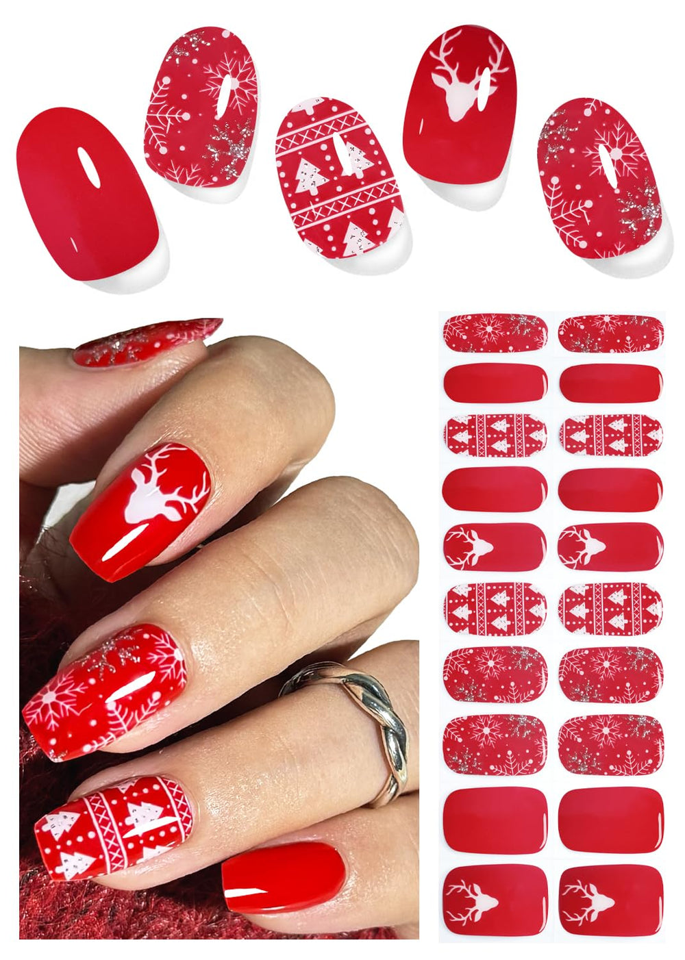 Wahrshei silver snowflakes nail wrap closeup for easy DIY salon like manicure