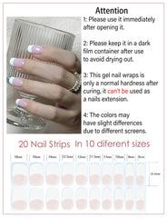 Wahrshei gel nail strips being applied for quick, precise nail art.
