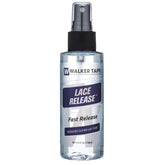 The Walker Tape Lace Release bottle spray shows residue-free removal for cleaner lace and scalp.