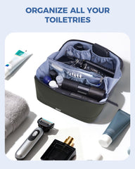 WANDF toiletry bag army green center waterproof compartment protects dry items during travel.