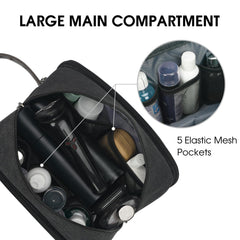 WANDF travel toiletry bag back pocket opens flat with small item organizers
