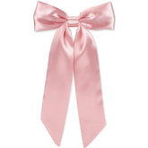 WantGor long-tail bow hair clip pink closeup satin secures thick hair