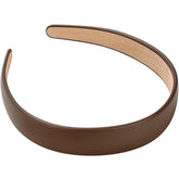 WantGor headband close-up shows the 1-inch PU leather band with soft inner lining.