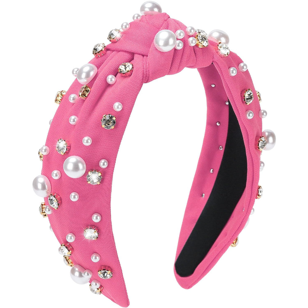 WantGor Pearl Knotted Headband wide top knot detail adds elegant sparkle