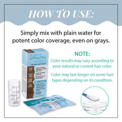 Water Works hair color powder light brown closeup shows pigment adherence.