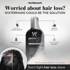 Watermans Grow Me conditioner bottle signaling nourished strands and smoother styling.