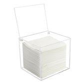 Watpot disposable face towel storage box in clear acrylic keeps towels organized and accessible.