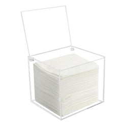 Watpot disposable face towel storage box in clear acrylic keeps towels organized and accessible.