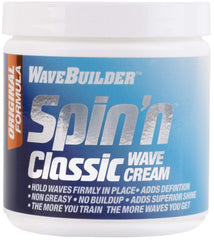 Wavebuilder Spin'n Classic bottle pour showing easy application and strong hold for waves.