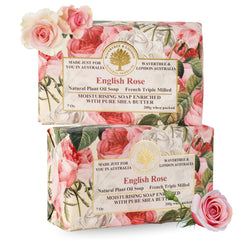 Wavertree & London English Rose soap bar pour creates a lingering floral mood for shower time