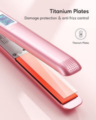 Wavytalk rose-gold flat iron with glossy finish for chic styling visuals.