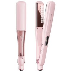 Wavytalk Steam Sesh straightener in pink delivers smoother results with one-pass steam styling.