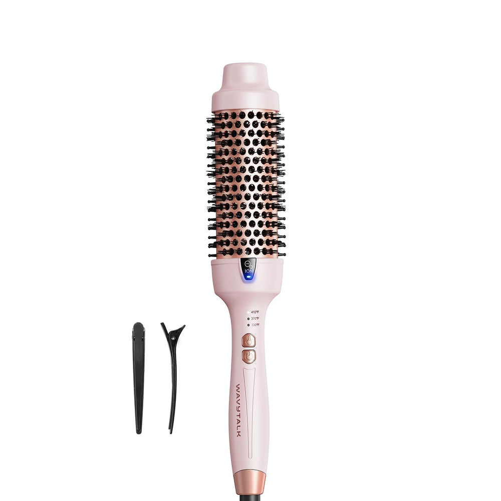 Wavytalk Thermal Brush barrel closeup highlighting ceramic heat for smooth, frizz-free finish