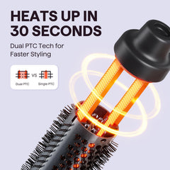 Wavytalk Thermal Brush extended bristles grip hair for smooth curling.